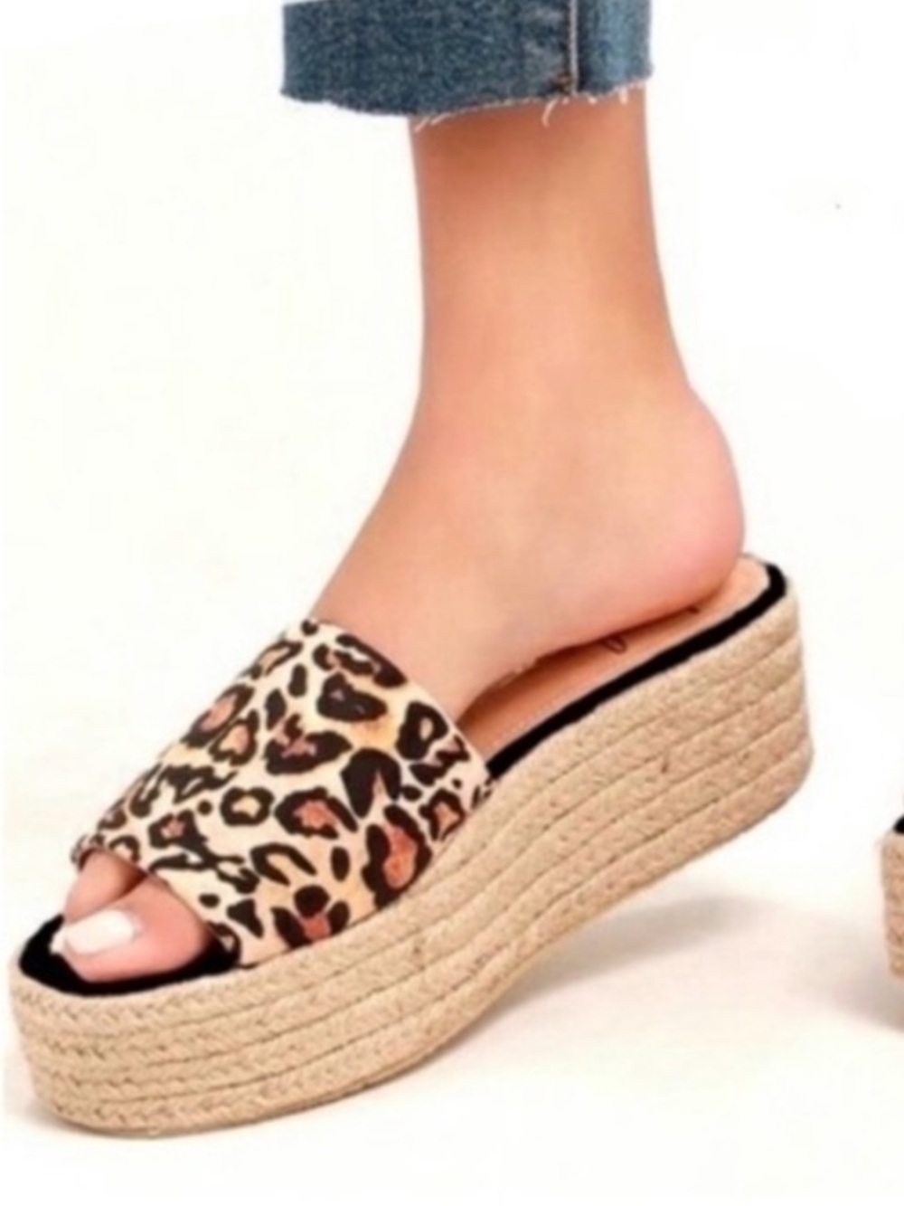 FRANCO SARTO TOLA2 ANIMAL PRINT LEOPARD ESPADRILLE PLATFORM LEATHER SHOE 7.5